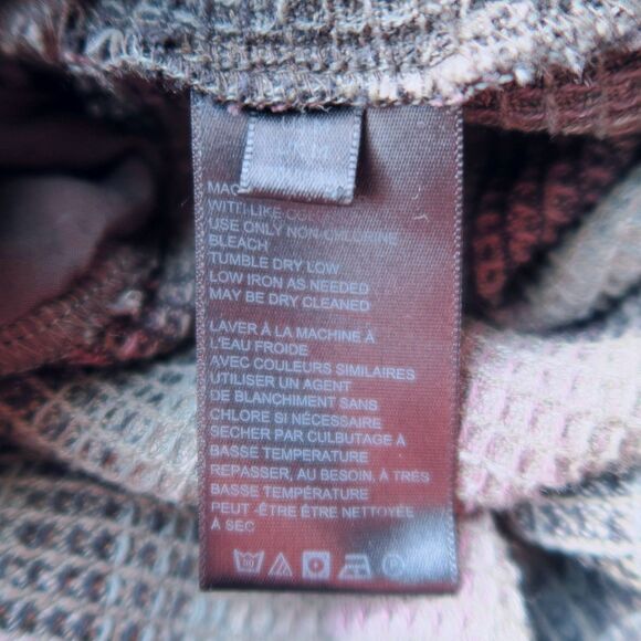 FREE PEOPLE Anneli Plaid Shirt Jacket Size M Waffle Fringe Hem Oversized Boho - Picture 10 of 11